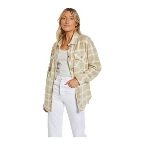 Thread & Supply Tullis Sand Plaid Crop Shacket/Jacket Sz Large